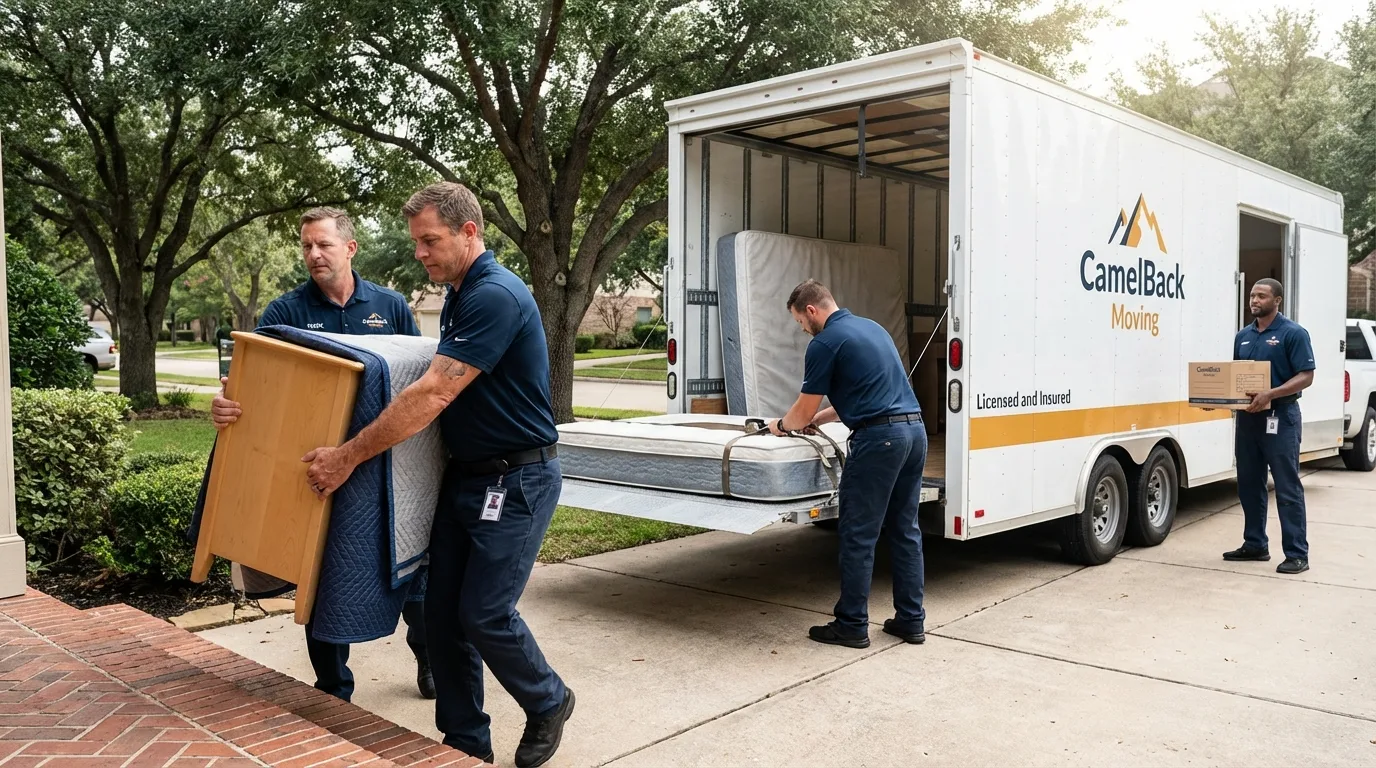 Crew loading residential truck for cross-state move from Fyffe, AL