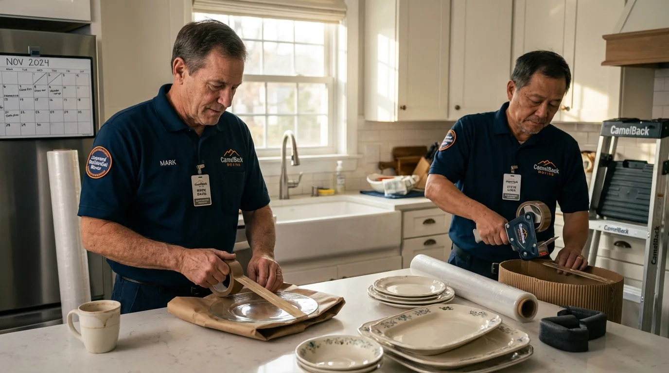 Professional crew packing kitchen dishware in Fyffe, AL